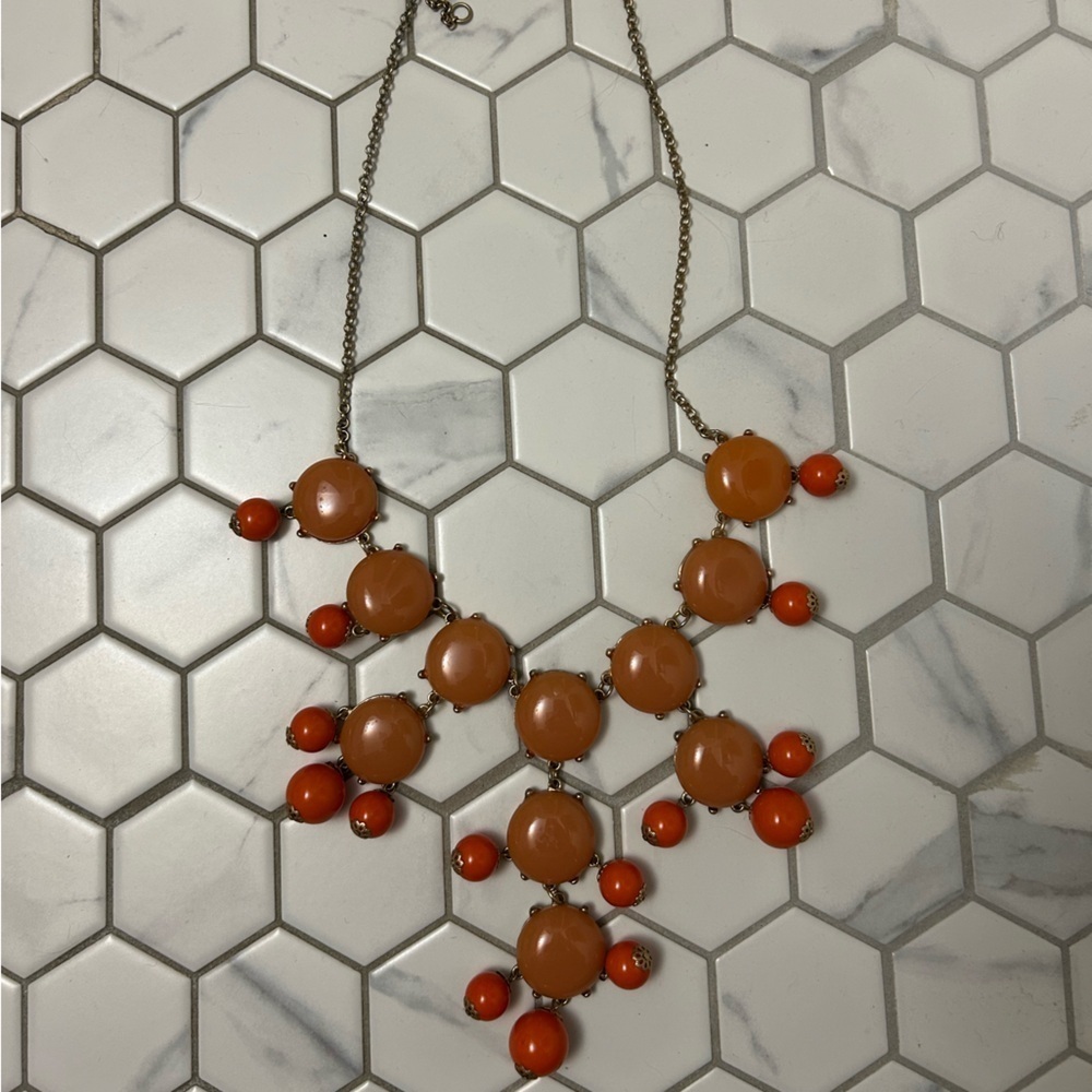 Coral-Coloured Statement Necklace